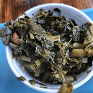 Plain and simple, collards with chunks of ham at Holy Smokes.