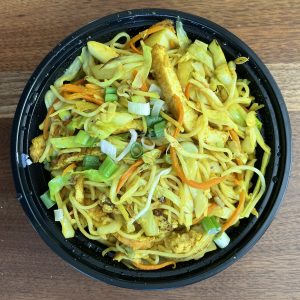 Shining sunny bright yellow from its turmeric and curry flavors, Singapore noodles will wake up your tastebuds without being at all fiery.