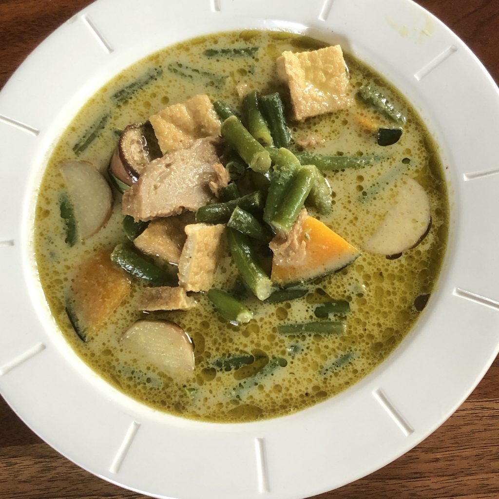 Thai Cafe's green curry is loaded with crisp-tender vegetables and your choice of meat, tofu, or wheat-based mock chicken, in a coconut-milk broth that's spicy enough to get your attention.