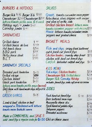 A.J's menu