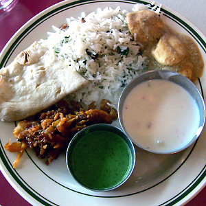 Vegetarian plate at Bombay Grill