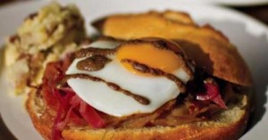 Country Ham, fried egg on pugliesi