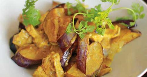 eggplant slices and cilantro