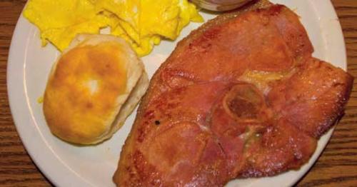 country ham, biscuit, eggs