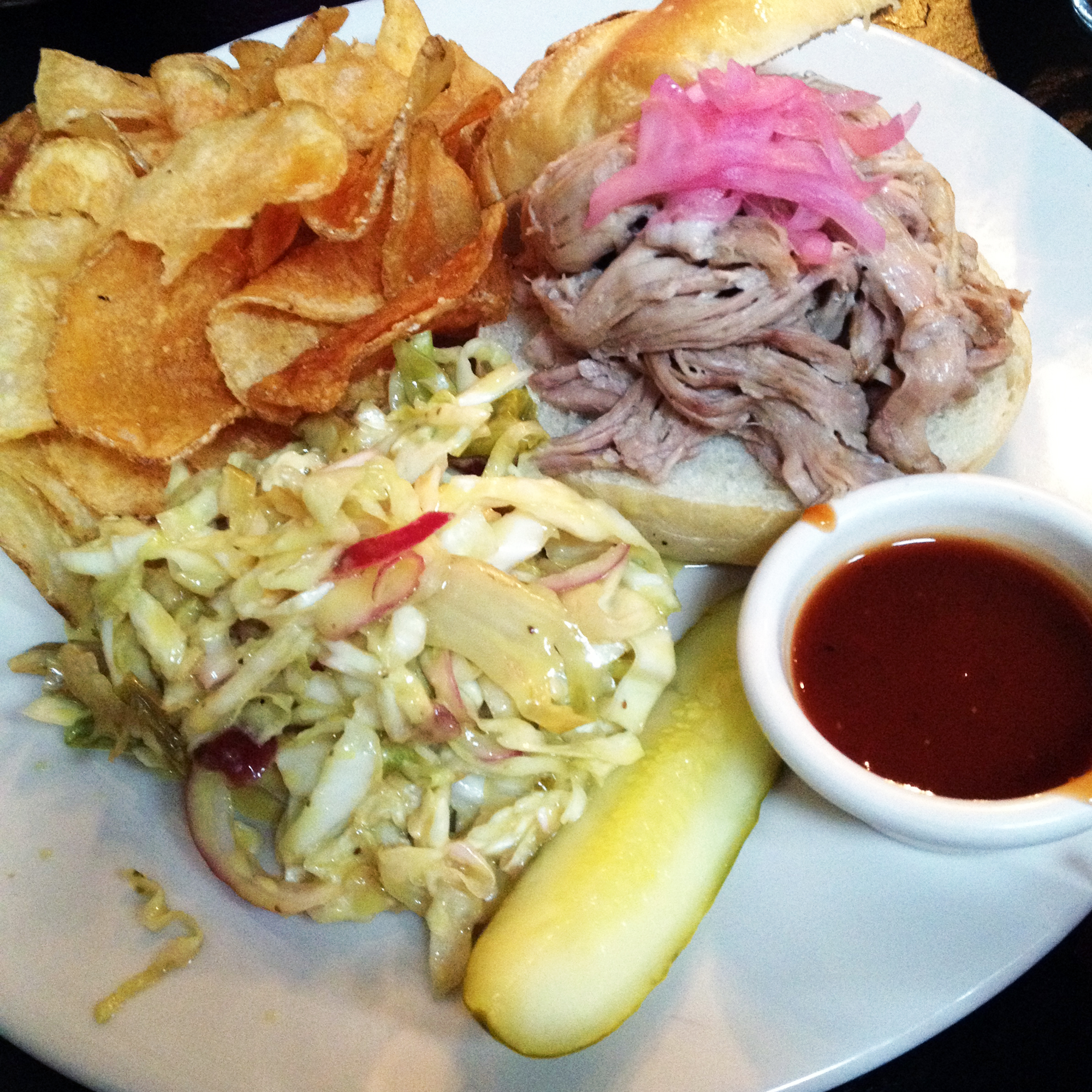 pulled pork, slaw, chips