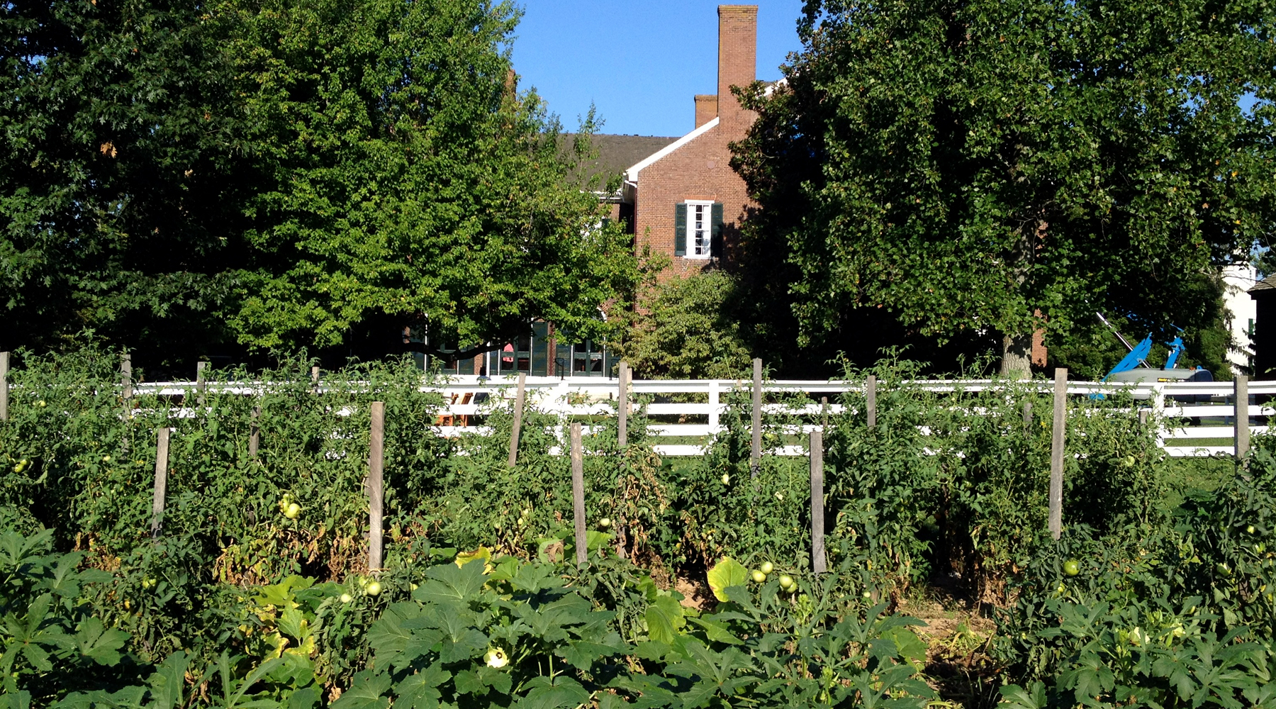 The garden and the Trustees' House at Shaker Village.