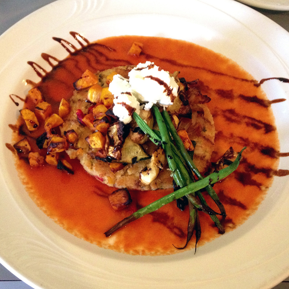 The quinoa-chickpea cake at North End Cafe.