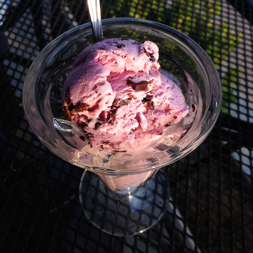 Black raspberry chip ice cream at the Comfy Cow.