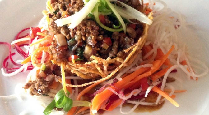 Lamb in a sweet potato basket at Asiatique.