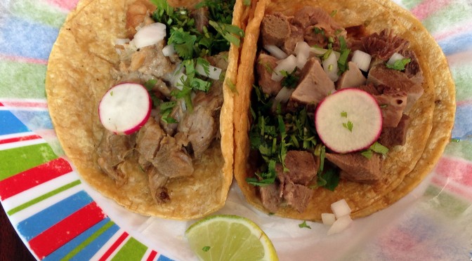 Lengua tacos at El Molcajete