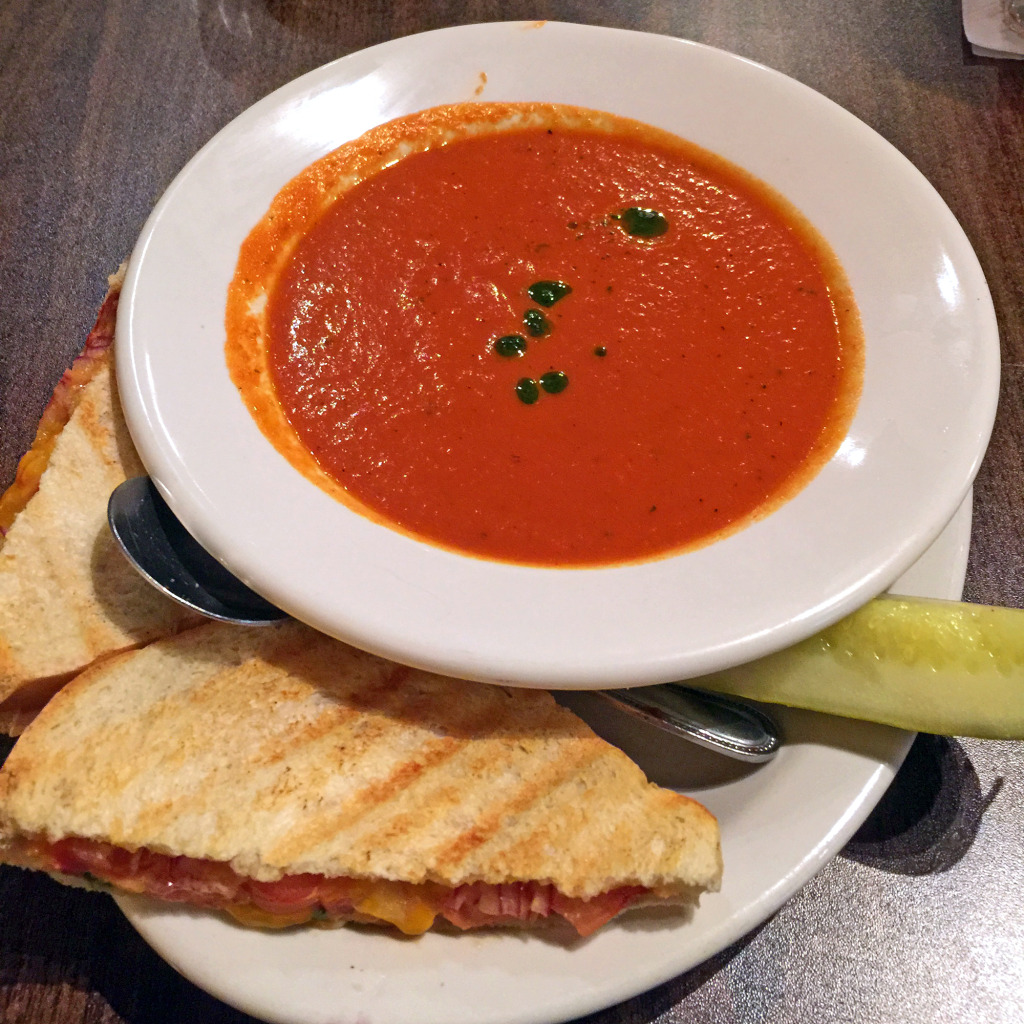 Toast on Market's spicy chipotle grilled cheese sandwich and tomato soup.