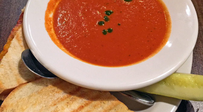 Toast on Market's spicy chipotle grilled cheese sandwich and tomato soup.