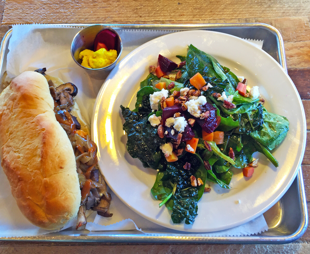 Veggie cheesesteak and root vegetable salad at The Table