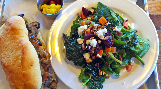 Veggie cheesesteak and root vegetable salad at The Table.