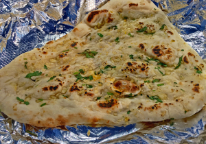Bawerchi's garlic naan, wheat flatbfread, was tender and aromatic.