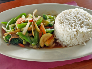 Fresh ginger stir-fry at Time 4 Thai.