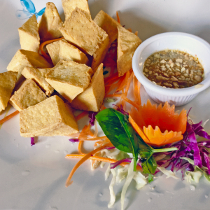 T4TGolden-Triangles, a tasty fried-tofu appetizer at Time 4 Thai.