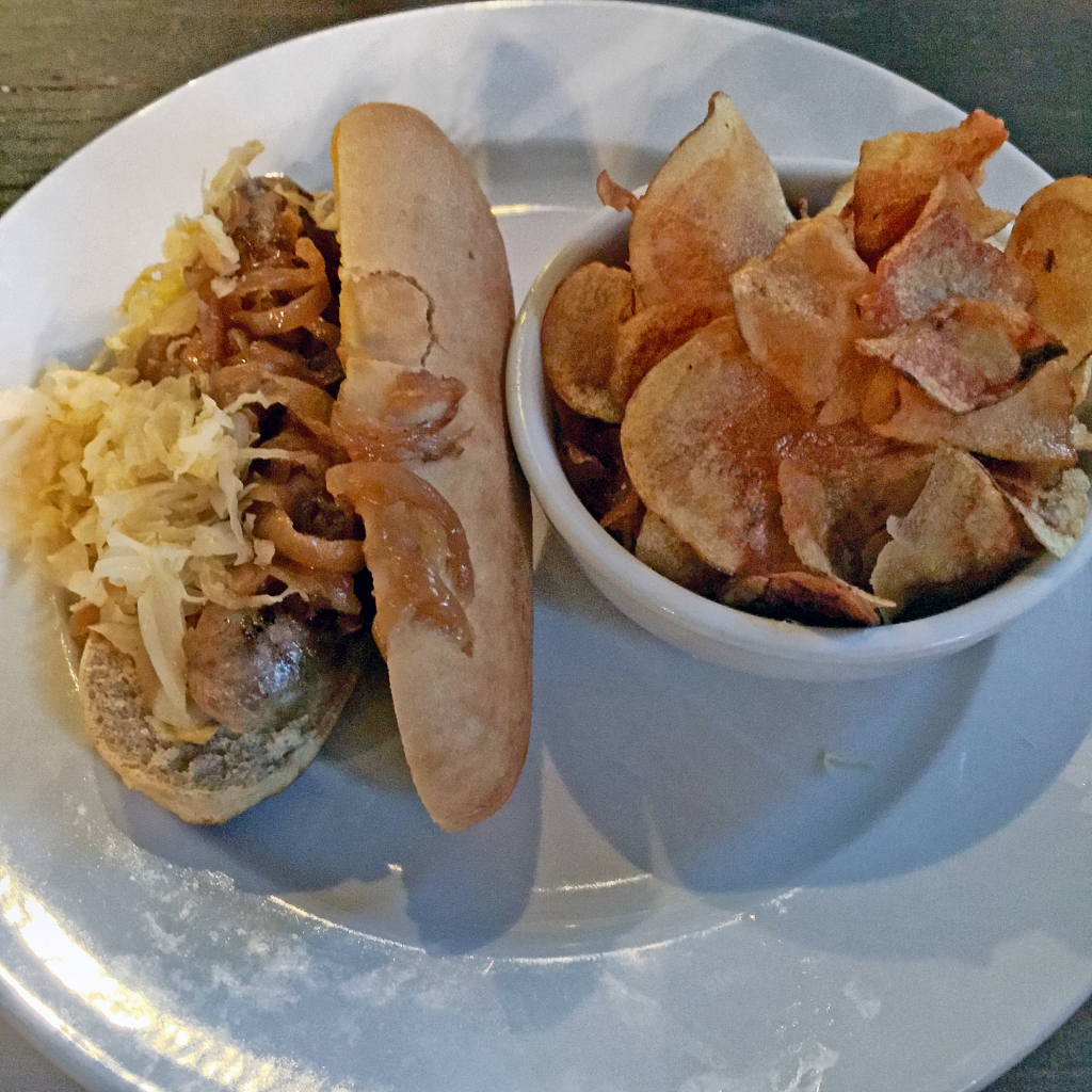 Eiderdown’s Abratna Brew with Marksbury Farm bratwurst.