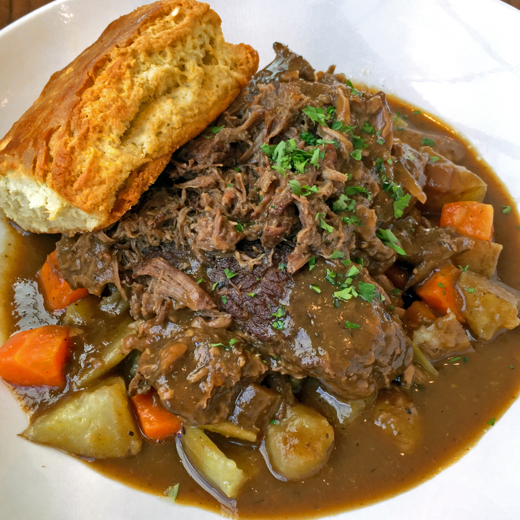 The slow-braised pot roast at Finn's Southern Kitchen