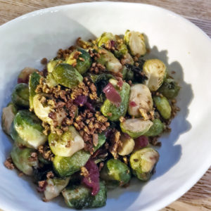 Roasted brussels sprouts and red cabbage at Fat Lamb.