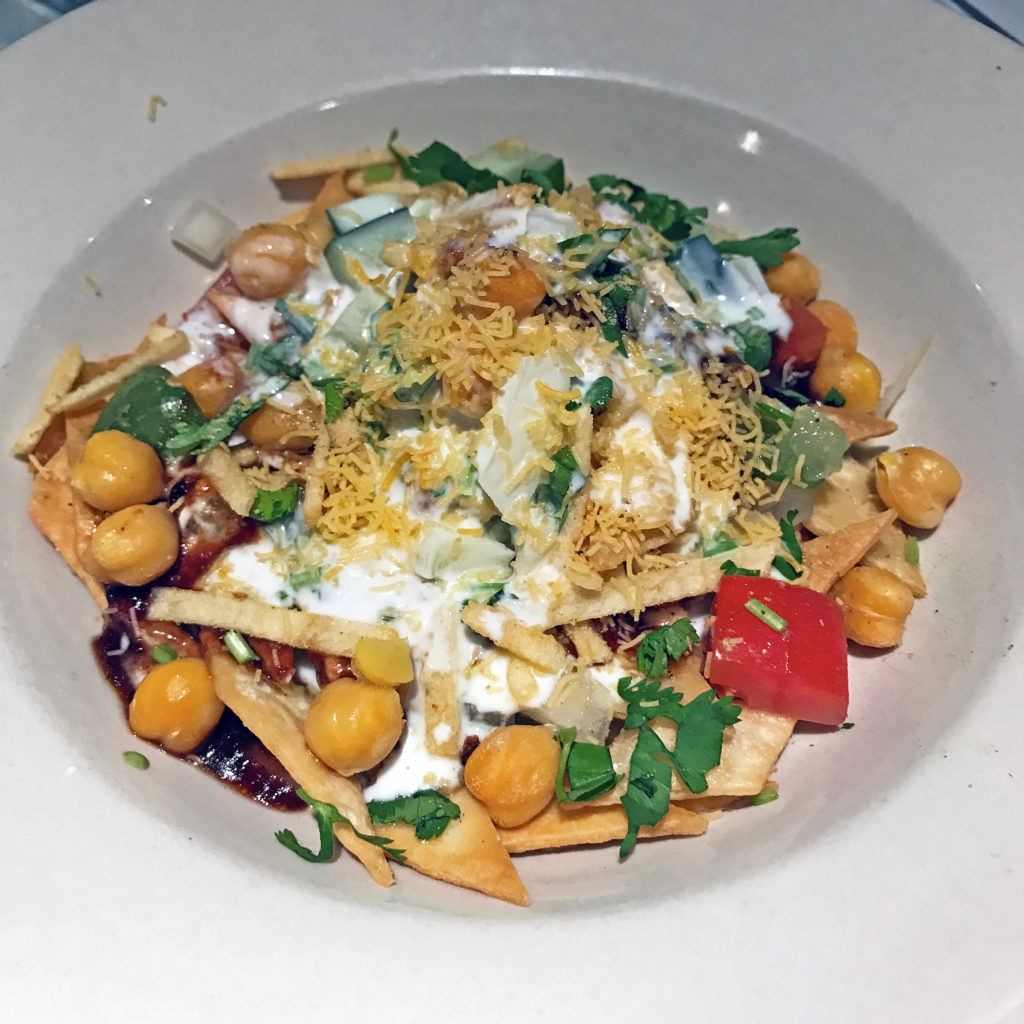 Tikka House’s crunchy, spicy house special chat, a popular North Indian street food snack.