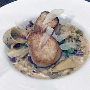 Fork & Barrel’s scallops and pappardelle.