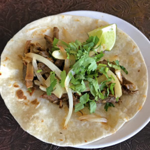 Las Gorditas’ lengua (beef tongue) taco.