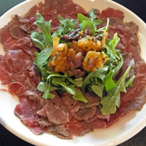 Beef carpaccio at Cuvée Wine Table.