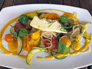 Heirloom tomato and charred cucumber salad at Harvest.
