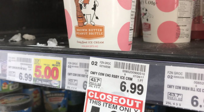 Comfy Cow closeout at Kroger.