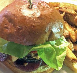 Whiskey Dry’s roasted vegetable “burger.”