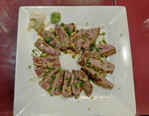 Rare beef tataki at Ikebana.