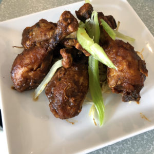 Kaelin’s appetizer lollipop drumsticks are meaty and flavorful.