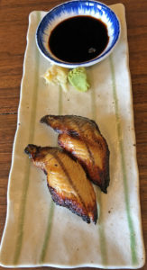 Dragon King’s Daughter’s unagi nigiri, sushi bites topped with grilled eel.