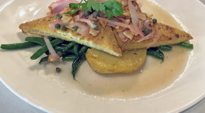 Brasserie Provence’s sauteed tofu with fingerling potatoes and haricots verts.