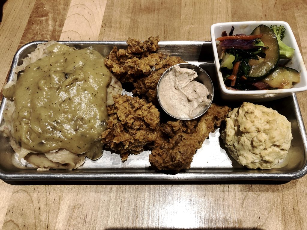 VGrits’ fried chicken is actually oyster mushrooms, beautifully