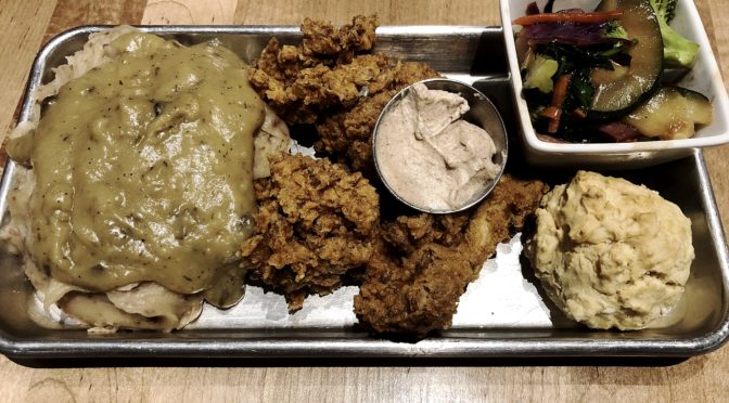 V-Grits’ fried chicken is actually oyster mushrooms, beautifully breaded and fried.