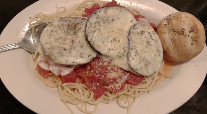 Eggplant Parmesan gets a lighter treatment at Amici.