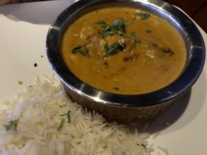 Malai kofta at Louisville Cafe India, cheese and cashew “meatballs” swimming in a creamy tomato and onion sauce.