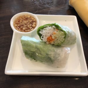 Spring rolls wrapped in translucent rice paper at Simply Thai.