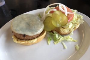 The Beyond Burger, pinch-hitting for the hard-to-get Impossible Burger at Burger Girl Diner.