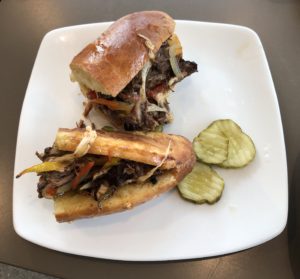 Wiltshire at the Speed’s brisket Philly cheesesteak on a challah hoagie bun.