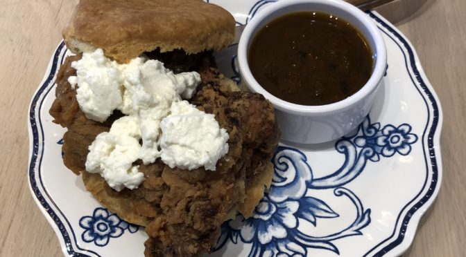 Fried chicken on a biscuit with Capriole goat cheese? That’s the G.O.A.T. at Biscuit Belly.