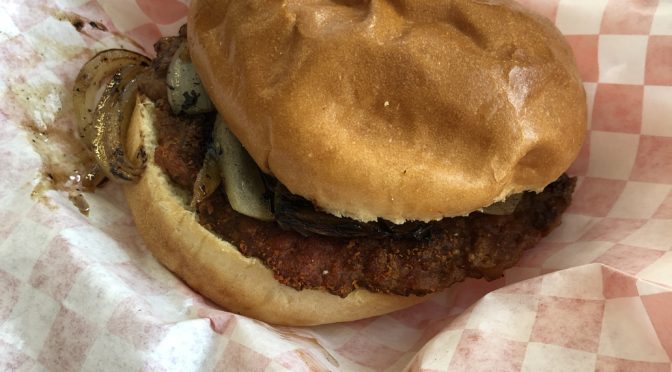 Six Forks offers the plant-based Beyond Burger as an option. It was very good with grilled onions and Asian peanut sauce.
