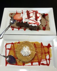 Two delicious desserts at Las Margaritas: Tres leches chocolate cake (above) and corn flan.