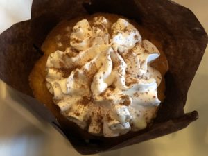 It’s October, so pumpkin spice is everywhere. The Table does it on a cupcake.