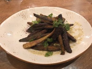 Roasted heirloom carrots on grilled jalapeño hollandaise at Hearth.