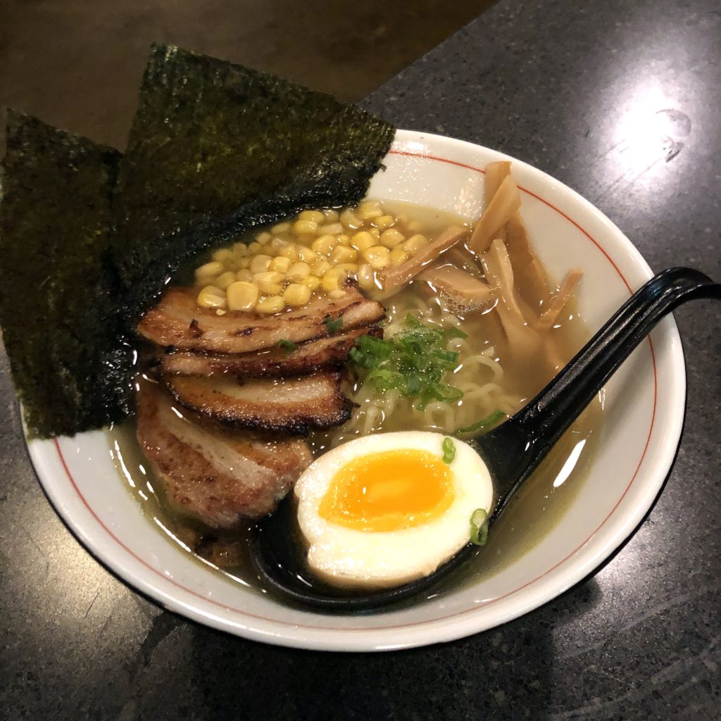 Shio ramen at Ramen House topped with a delicious portion of roast cha siu pork.