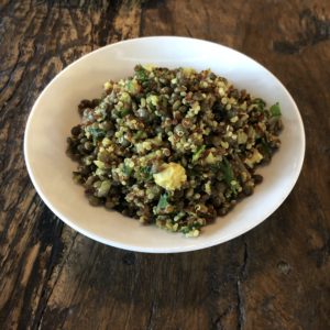 A healthy French curry, quinoa and beluga lentil salad at Butchertown Grocery Bakery.
