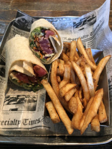 Diamond's tuna tataki wrap offers rare seared tuna in a  a poke-style mix, rolled in a flour tortilla.